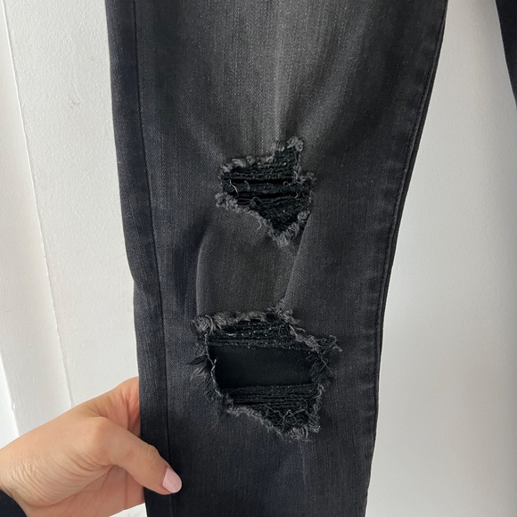 Abercrombie & Fitch - High-Waist Black Distressed Skinny Jeans - Picture 2 of 6